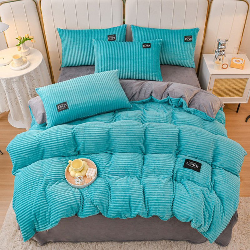 Linen Duvet Cover - ชุดผ้าปูที่นอนฤดูหนาว 3 ชิ้น ผ้าห่มหนานุ่ม ขนาดคิง ทวิน