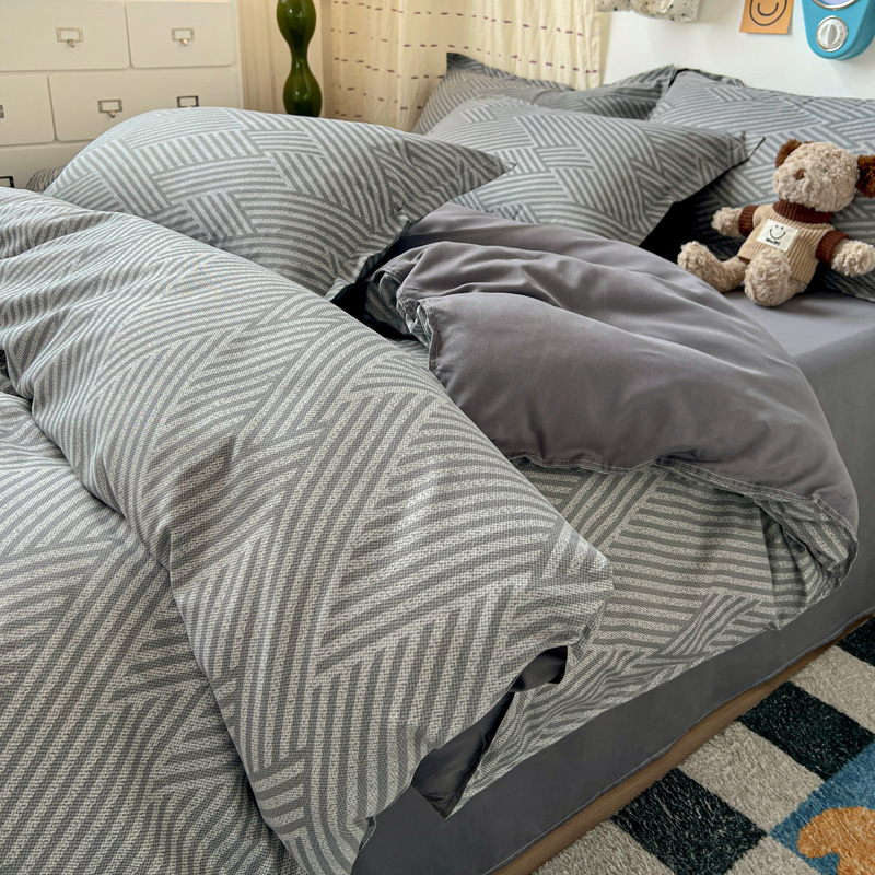 ชุดเครื่องนอนลายเรขาคณิตสีเทา  - Linen Duvet Cover บทวิจารณ์และราคา