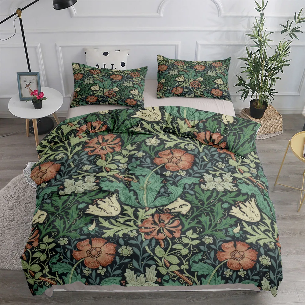 ชุดผ้าปูที่นอนลายดอกไม้และนกสไ - Linen Duvet Cover บทวิจารณ์และราคา