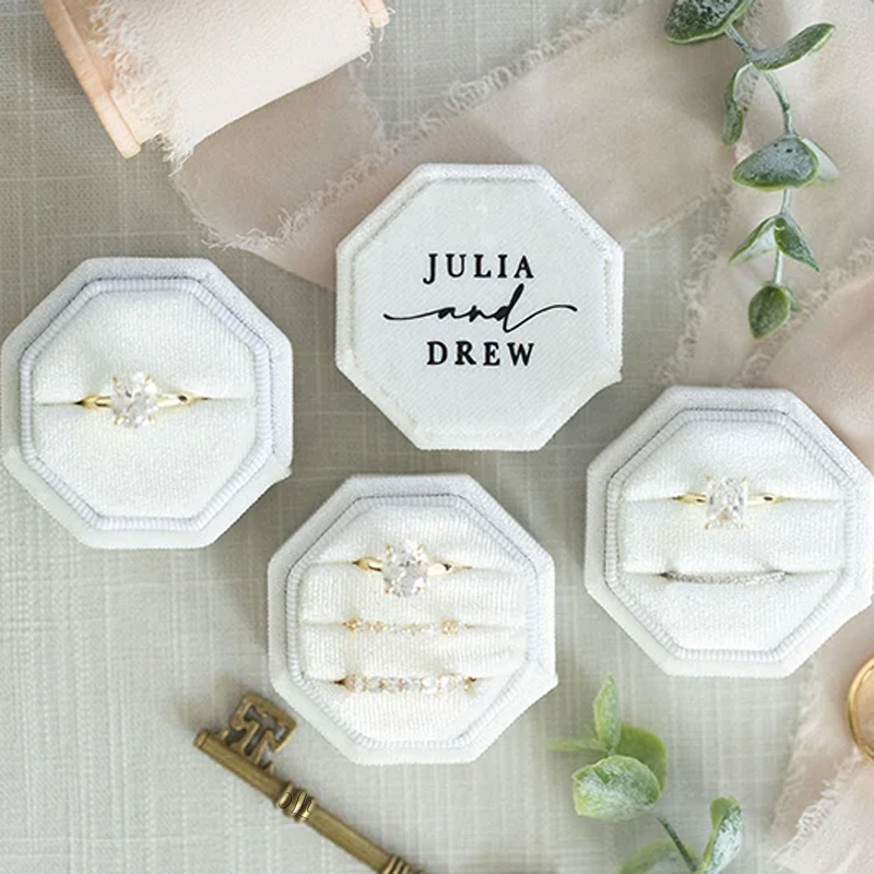 Custom งานแต่งงานแหวนกล่องหนึ่ - Velvet Jewelry Box บทวิจารณ์และราคา